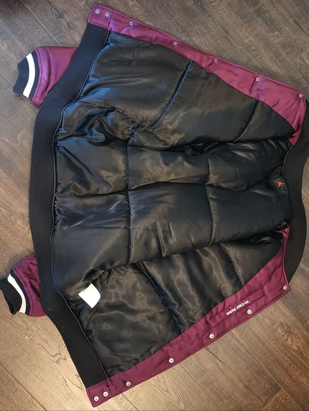 Jordan x PSG Varsity Bomber Jacket - Bordeaux / Black / Gold (Large)